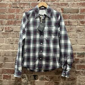 NEW Abercrombie & Fitch Plaid Button Up Dress Shirt Men's Size Large